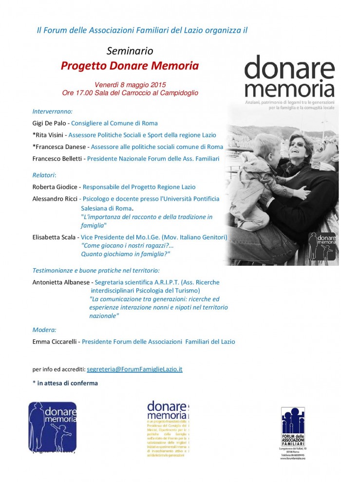 Locandina Seminario Donare la Memoria di venerdi 8 maggio 2015 -page-001